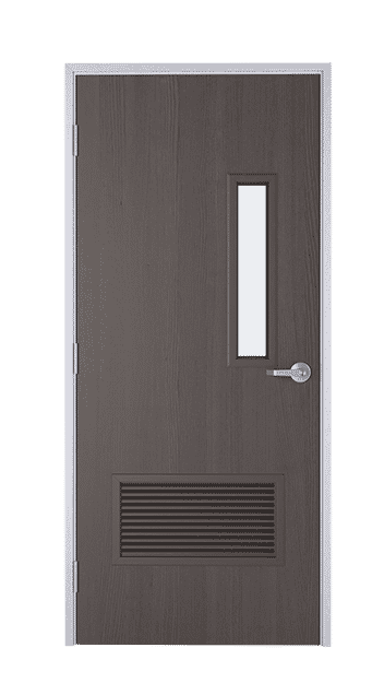 Solid Core Wood Door - Louver Below Vision Lite
