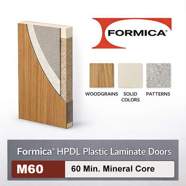Formica High Pressure Decorative Laminate Commercial Wood Doors, 60min. Fire Rated Mineral Core