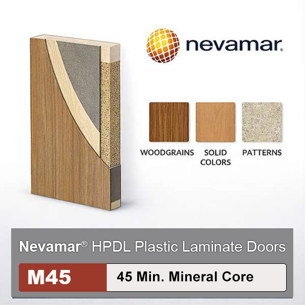 Nevamar High Pressure Decorative Laminate Commercial Wood Doors, 45min. Fire Rated Mineral Core