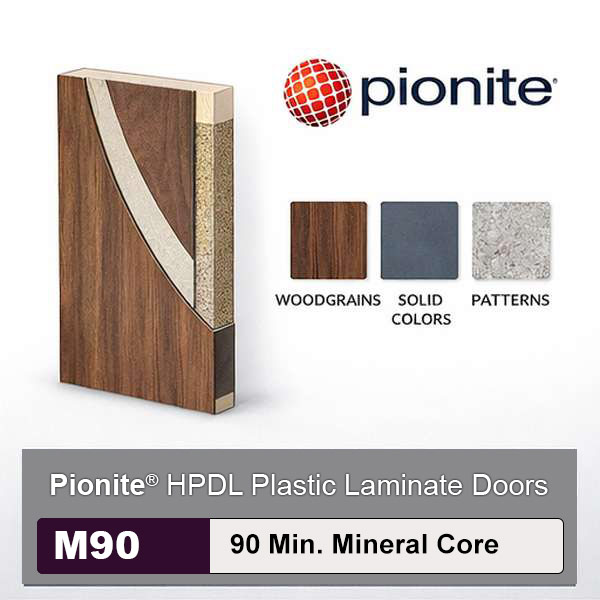 Pionite High Pressure Decorative Laminate Commercial Wood Doors, 90min. Fire Rated Mineral Core