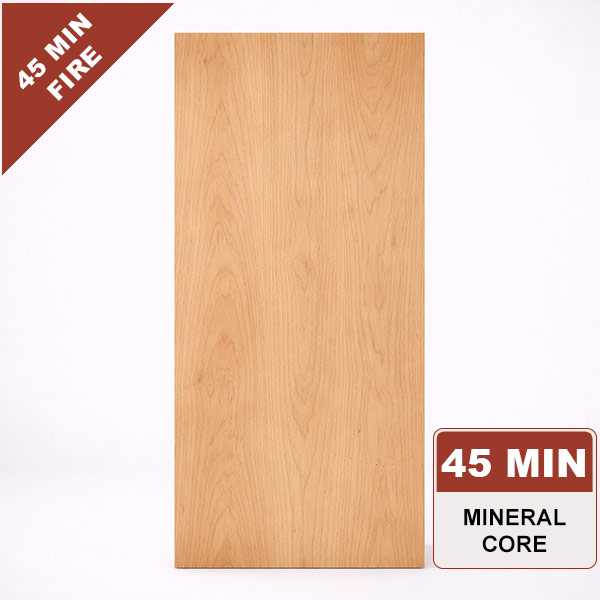 Plain Sliced Cherry Commercial Wood Door, 45min. Fire Rated Mineral Core, Stain Grade