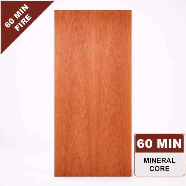 Plain Sliced Mahogany Commercial Wood Door, 60min. Fire Rated Mineral Core, Stain Grade