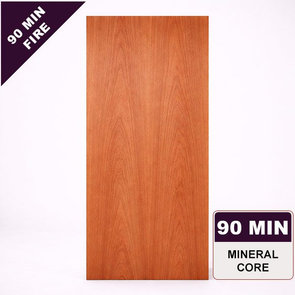 Plain Sliced Mahogany Commercial Wood Door, 90min. Fire Rated Mineral Core, Stain Grade