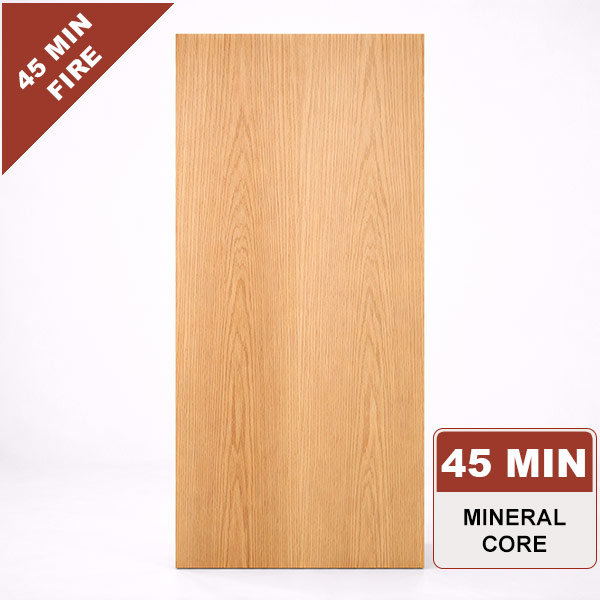Plain Sliced Red Oak Commercial Wood Door, 45min. Fire Rated Mineral Core, Stain Grade