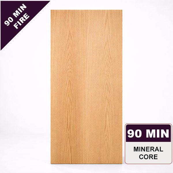 Plain Sliced Red Oak Commercial Wood Door, 90min. Fire Rated Mineral Core, Stain Grade