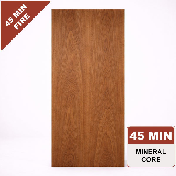 Plain Sliced Walnut Commercial Wood Door, 45min. Fire Rated Mineral Core, Stain Grade