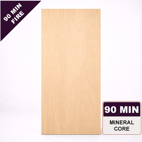 Rotary Natural Birch Architectural Wood Door, 90min. Fire Rated Mineral Core, Stain Grade